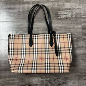 Burberry Reversible Tote Haymarket Coated Canvas and Leather Medium